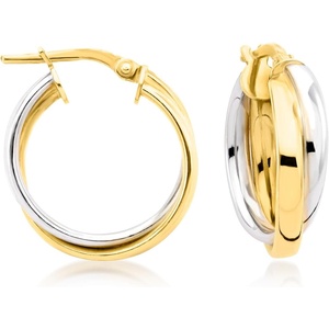 image:imagePure Collection by RossSimons Italian 18kt Gold Over Sterling and Sterling Silver DoubleRow Hoop Earrings