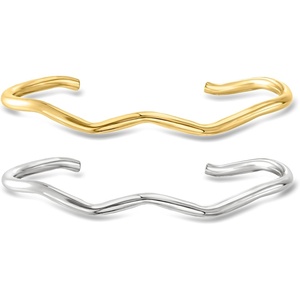 image:imagePure Collection by RossSimons Italian Sterling Silver and 18kt Gold Vermeil Jewelry Set 2 Wavy Cuff Bracelets8 Inches