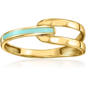 image:imagePure Collection by RossSimons Turquoise Enamel Interlocking Ring in 10kt Yellow GoldNo Gemstone