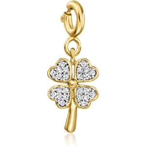 image:imageRossSimons 010 ct tw Diamond 4Leaf Clover Charm in 18kt Gold Over Sterling