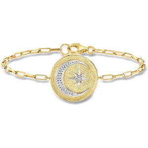 image:imageRossSimons 010 ct tw Diamond Celestial Paper Clip Link Bracelet in 18kt Gold Over SterlingDiamond