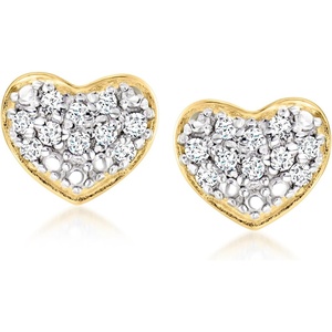 image:imageRossSimons 010 ct tw Diamond Heart Earrings in 18kt Gold Over Sterling