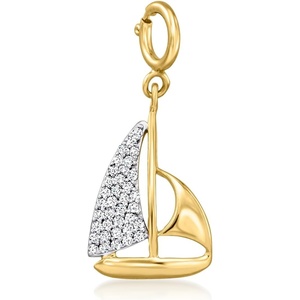image:imageRossSimons 010 ct tw Diamond Sailboat Charm in 18kt Gold Over Sterling