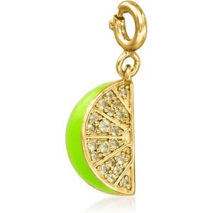image:imageRossSimons 010 ct tw Peridot and Green Enamel Lime Wedge Charm in 18kt Gold Over Sterling