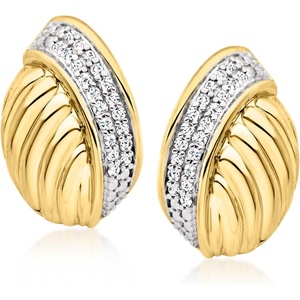 image:imageRossSimons 015 ct tw Diamond Oval Knot Earrings in 18kt Gold Over Sterling