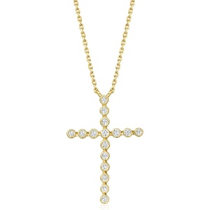 image:imageRossSimons 020 ct tw BezelSet LabGrown Diamond Cross Necklace in 18kt Gold Over Sterling 16 inches