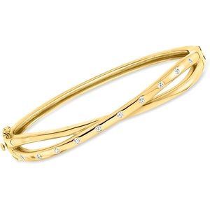 image:imageRossSimons 025 ct tw LabGrown Diamond Crisscross Bangle Bracelet in 18kt Gold Over Sterling 7 inches