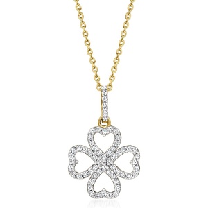 image:imageRossSimons 030 ct tw Diamond Clover Pendant Necklace in 18kt Gold Over Sterling 18 inches