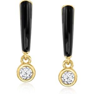 image:imageRossSimons 030 ct tw LabGrown Diamond Drop Earrings With Black Enamel in 18kt Gold Over Sterling