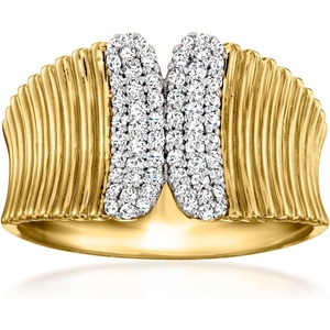 image:imageRossSimons 035 ct tw Diamond Ribbed Ring in 18kt Gold Over SterlingDiamond