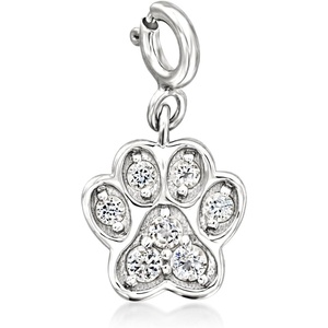 image:imageRossSimons 040 ct tw White Topaz Paw Print Charm in Sterling Silver
