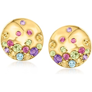 image:imageRossSimons 046 ct tw MultiGemstone Disc Earrings in 18kt Gold Over Sterling