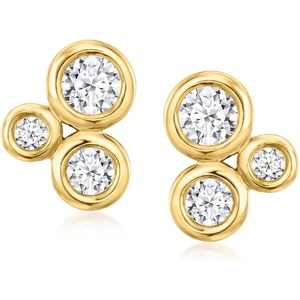 image:imageRossSimons 050 ct tw BezelSet LabGrown Diamond Trio Earrings in 18kt Gold Over Sterling