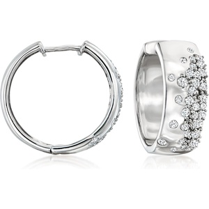 image:imageRossSimons 050 ct tw ScatteredDiamond Hoop Earrings in Sterling Silver