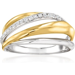 image:imageRossSimons 060 ct tw White Topaz Crisscross Ring in Sterling Silver and 18kt Gold Over Sterling SilverTopaz