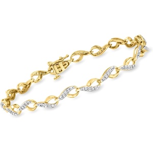 image:imageRossSimons 072 ct tw Diamond LoopStyle Link Bracelet in 18kt Gold Over Sterling 7 inches