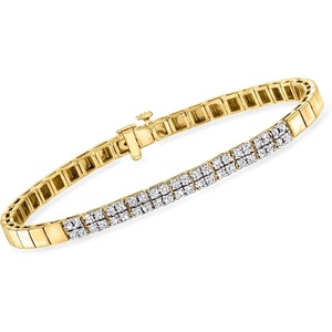 image:imageRossSimons 100 ct tw Diamond SquareLink Bracelet in 18kt Gold Over SterlingDiamond