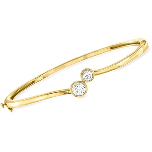 image:imageRossSimons 100 ct tw LabGrown Diamond 2Stone Bypass Bangle Bracelet in 18kt Gold Over Sterling 7 inches