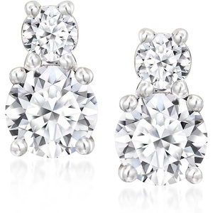 image:imageRossSimons 100 ct tw LabGrown Diamond 2Stone Earrings in Sterling Silver