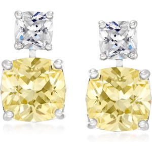 image:imageRossSimons 1050 ct tw Yellow and White CZ Drop Earrings in Sterling Silver