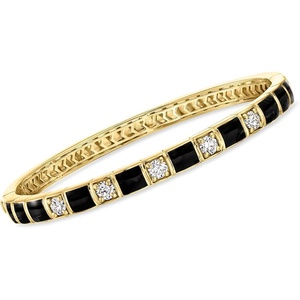 image:imageRossSimons 110 ct tw LabGrown Diamond and Black Enamel Bangle Bracelet in 18kt Gold Over SterlingDiamond