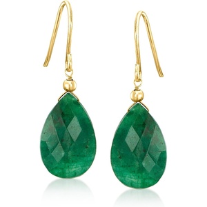 image:imageRossSimons 1100 ct tw Emerald Drop Earrings in 10kt Yellow Gold