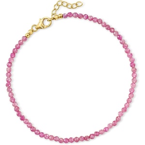 image:imageRossSimons 1200 ct tw Pink Tourmaline Bead Anklet in 18kt Gold Over Sterling 9 inches