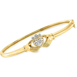 image:imageRossSimons 121 ct tw LabGrown Diamond Claddagh Bangle Bracelet in 18kt Gold Over Sterling 7 inches
