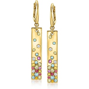 image:imageRossSimons 130 ct tw Scattered MultiGemstone Bar Drop Earrings in 18kt Gold Over Sterling