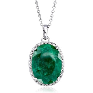 image:imageRossSimons 1300 Carat Emerald Pendant Necklace in Sterling SilverEmerald