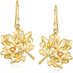 image:imageRossSimons 137 ct tw MultiGemstone Leaf Drop Earrings With LabGrown Diamonds in 18kt Gold Over Sterling