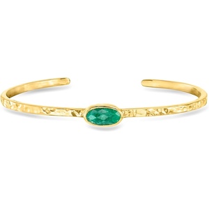 image:imageRossSimons 140 Carat Emerald Hammered Cuff Bracelet in 18kt Gold Over SterlingEmerald