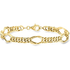 image:imageRossSimons 14kt Yellow Gold Geometric OvalLink Braceletno gemstone