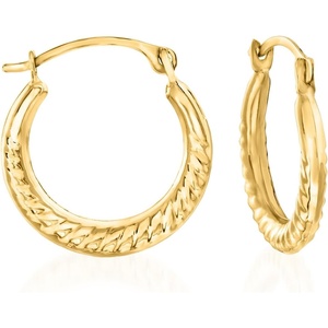 image:imageRossSimons 14kt Yellow Gold Small Roped Hoop Earrings