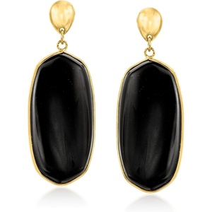 image:imageRossSimons 14kt Yellow GoldPlated Drop Earrings With Simulated Onyx