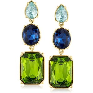 image:imageRossSimons 14kt Yellow GoldPlated Drop Earrings With Simulated Tonal Blue and Green Gemstones