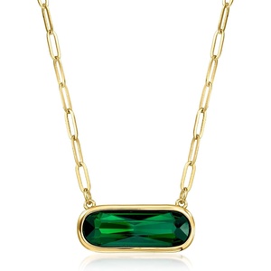 image:imageRossSimons 14kt Yellow GoldPlated Necklace With Simulated Emerald 18 inches
