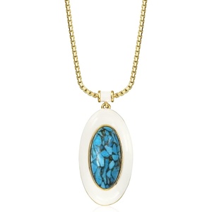 image:imageRossSimons 14kt Yellow GoldPlated Necklace With Simulated Turquoise and White Enamel 18 inches