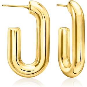 image:imageRossSimons 14kt Yellow GoldPlated Paper Clip Link Hoop Earrings