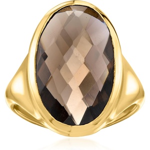 image:imageRossSimons 14kt Yellow GoldPlated Ring With 775 Carat Smoky QuartzQuartz