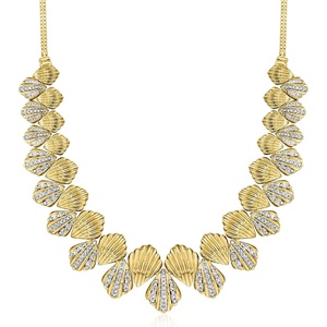 image:imageRossSimons 150 ct tw Diamond Scalloped Necklace in 18kt Gold Over SterlingDiamond