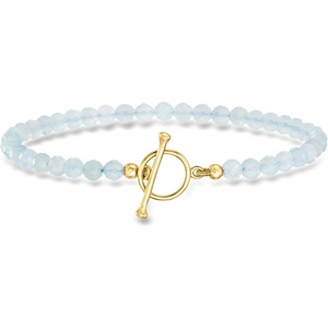image:imageRossSimons 1600 ct tw Aquamarine Bead CharmCompatible Toggle Bracelet in 18kt Gold Over Sterlingaquamarine