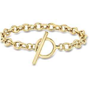 image:imageRossSimons 18kt Gold Over Sterling CableLink Toggle Braceletno gemstone