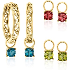 image:imageRossSimons 18kt Gold Over Sterling Hoop Earrings With 3 Pairs Of Interchangeable 150 ct tw MultiGemstone Drops