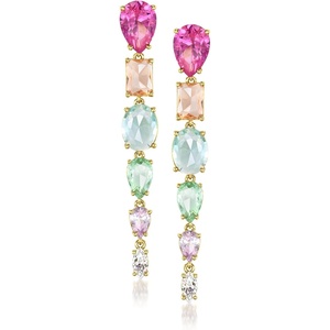 image:imageRossSimons 18kt Yellow GoldPlated Drop Earrings With Simulated Multicolored Gemstones and 50 ct tw Czs