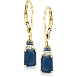 image:imageRossSimons 190 ct tw Sapphire Drop Earrings With Diamonds in 14kt Yellow Gold