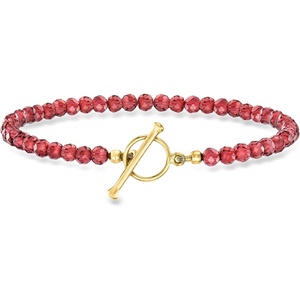 image:imageRossSimons 2000 ct tw Garnet Bead CharmCompatible Toggle Bracelet in 18kt Gold Over SterlingGarnet
