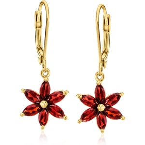 image:imageRossSimons 210 ct tw Garnet Flower Drop Earrings in 18kt Gold Over Sterling