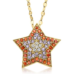image:imageRossSimons 210 ct tw MultiGemstone Star PinPendant Necklace in 18kt Gold Over Sterling 18 inches