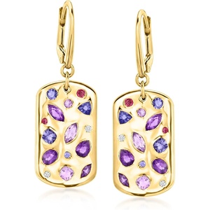 image:imageRossSimons 213 ct tw MultiGemstone Scattered Tag Drop Earrings With LabGrown Diamonds in 18kt Gold Over Sterling